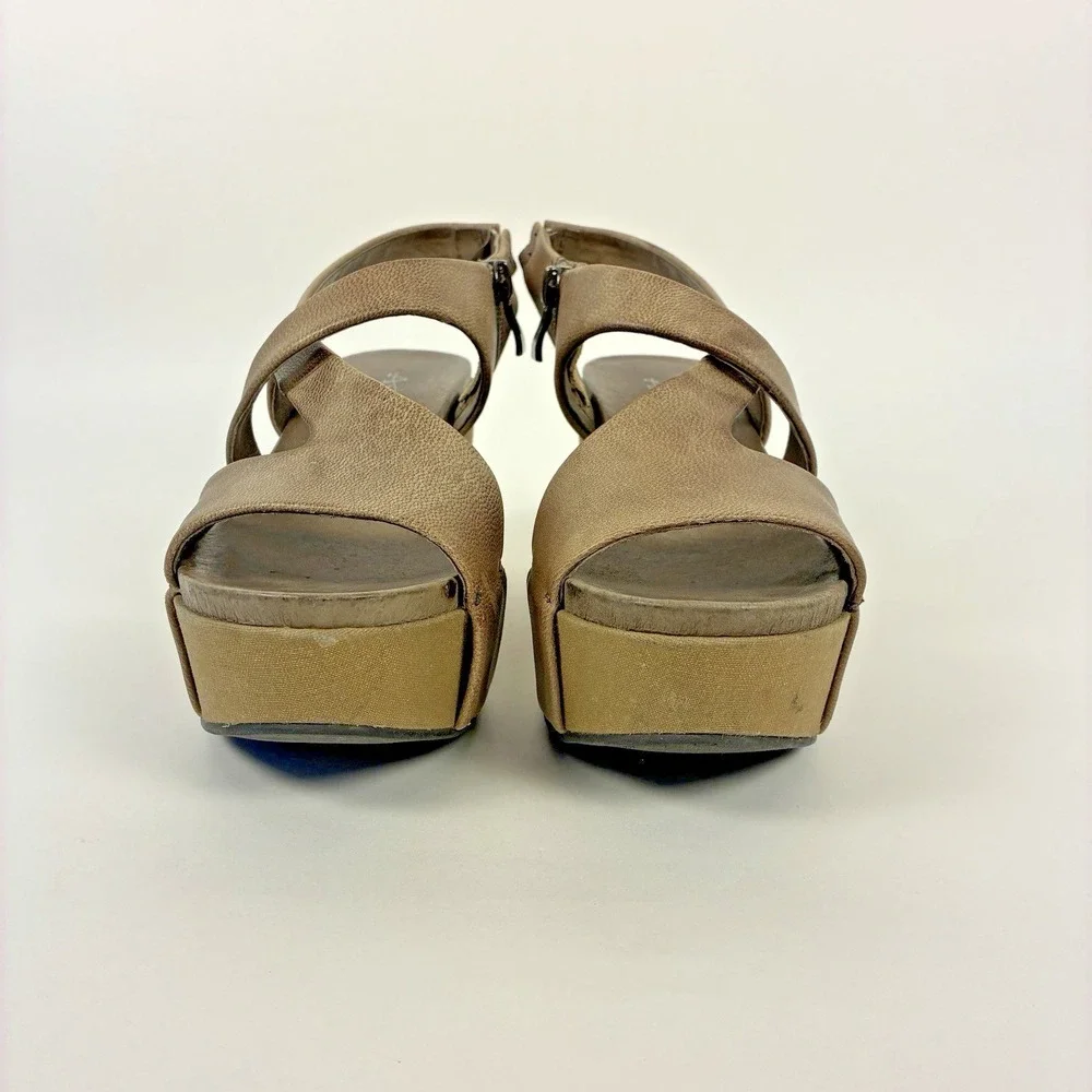 Antelope H43 Kaya Women's Metallic Taupe Leather Wedge Sandal EU 37 US 6.5